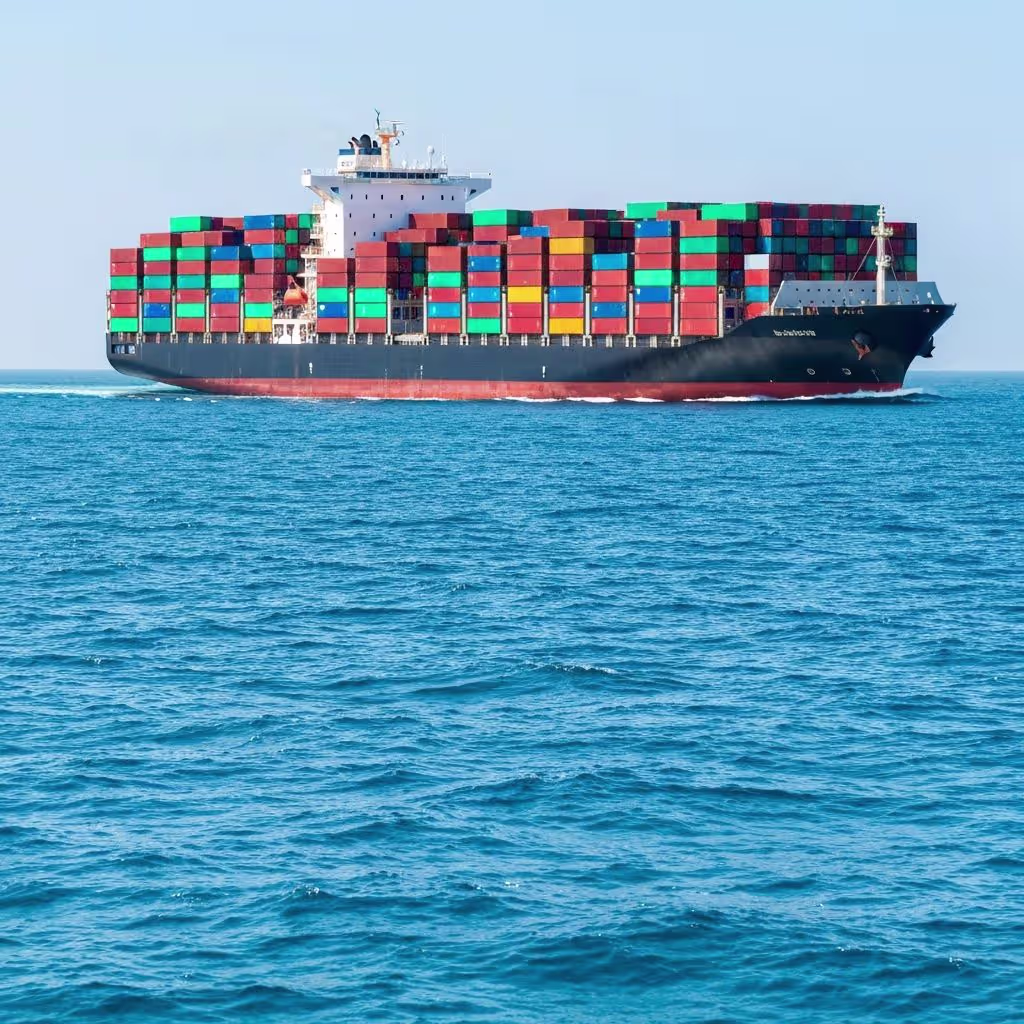 Cargo ship at sea